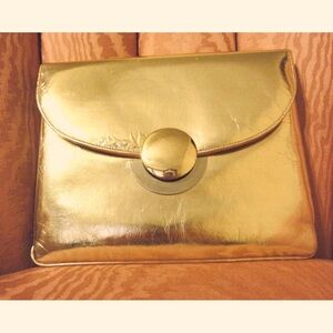 Vintage 60s MISS LEWIS Metallic Gold MOD Evening Bag Purse Handbag Clutch